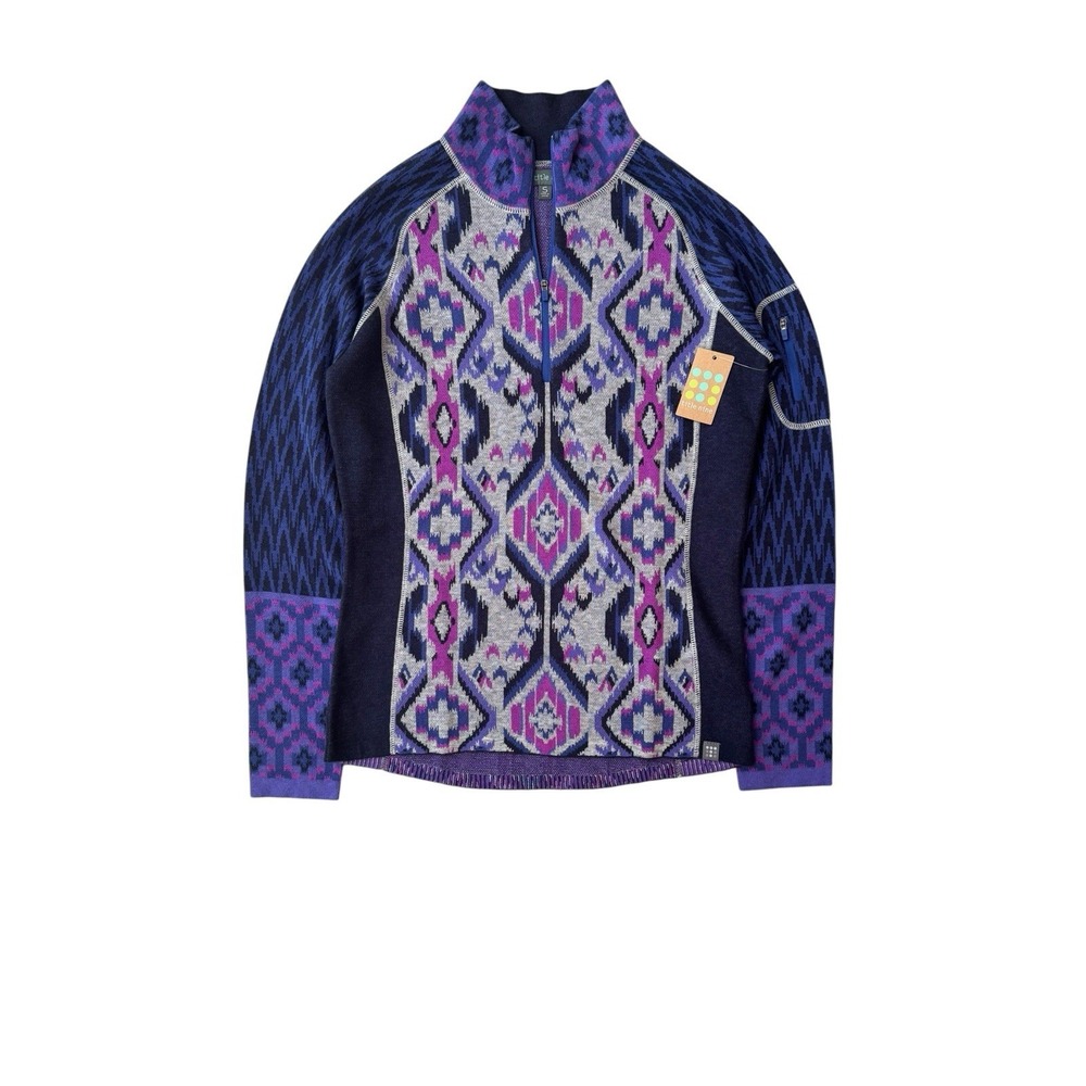 NWT Title Nine Super Power 1/4 Zip Wool Blend Sweater Geometric Aztec Style Sm